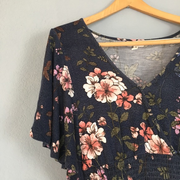 Maurices, navy blue floral blouse - Picture 2 of 5